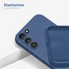 A close-up shot of a blue phone case, showing the camera cutout and the interior texture. Produktbild-Vorschau