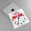 Wanduhr - Quadrat - Glasuhr - Flamingos Rosa Paar - 40x40cm Produktbild-Vorschau 2