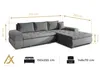 AX LIVING Canapé en L Sivaso Gris 310 cm avec fonction Voir les images du produit 5
