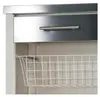 A close-up view of a kitchen cart, showing a stainless steel drawer and a white wire basket. Anteprima dell’immagine prodotto
