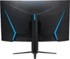 The back of a black gaming monitor with blue accents and a stand. Produktbild-Vorschau