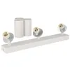 A white track light fixture with three adjustable spotlights and three cylindrical shades, arranged on a white background. Podgląd zdjęcia produktu