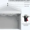 Close-up view of a pop-up tent's adjustable height mechanism and a diagram showing different height settings. Produktbild-Vorschau