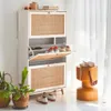 sweeek - Schuhschrank mit Rattan-Geflecht - Blanc cassé Produktbild-Vorschau 6