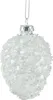 Christbaumschmuck Zapfen 10cm Glas mit Perlen 12er Set Weiß Produktbild-Vorschau 1