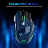 A gaming mouse with a hand outline superimposed, against a dark, smoky background with blue light effects. Produktbild-Vorschau