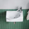 AQUALAVOS Waschbecken Handwaschbecken weiß eckig oval klein Produktbild-Vorschau 4