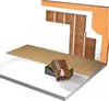 An illustration showing the installation of cork insulation panels on a wall and floor. Anteprima dell’immagine prodotto