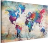 Italienischer Leinwand Leinwandbild - World Map: Colourful Produktbild-Vorschau 1