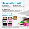 An advertisement for HP 302XL ink cartridges, showing the cartridges themselves and a list of compatible HP printer series. Produktbild-Vorschau