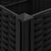A close-up view of the corner of a black woven planter box, showing the texture of the material and a black metal support post. Produktbild-Vorschau