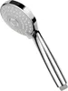 A silver shower head on a white background. Produktbild-Vorschau