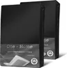 Two black packaged bed sheets are shown in a studio setting. Produktbild-Vorschau
