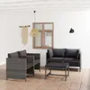 vidaXL 5-tlg. Garten-Lounge-Set mit Kissen Poly Rattan Grau Produktbild-Vorschau 2