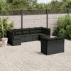 9-tlg. Garten-Sofagarnitur mit Kissen Schwarz Poly Rattan Produktbild-Vorschau 2
