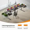 An L-shaped standing desk setup with multiple monitors, a chair, and plants, shown from a high angle. Produktbild-Vorschau