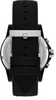 The back of a black watch with a silver buckle and strap. Podgląd zdjęcia produktu