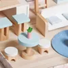 Tragbares Puppenhaus im Koffer Rosa mit Holzmöbeln & Produktbild-Vorschau 5