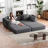 Chenille-Schlafsofa 2-in-1 mit Staufach in der Armlehne, Produktbild-Vorschau 2