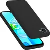 A black phone case is shown on top of a smartphone. Produktbild-Vorschau