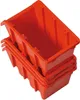 A stack of orange plastic storage bins. Produktbild-Vorschau