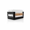 A black storage box with bamboo accents filled with rolled white towels, presented on a white background. Produktbild-Vorschau