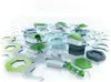 A collection of modular building toy pieces arranged on a hexagonal grid. Produktbild-Vorschau