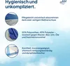 Marketing image showing features of a mattress protector with text descriptions and illustrative circles. Anteprima dell’immagine prodotto