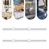 A collage of industrial machinery and manufacturing processes, with two linear motion guide rails shown below. Náhled obrázku produktu