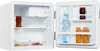 An open white mini-refrigerator stocked with various items. Produktbild-Vorschau