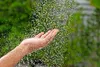 A hand catching water from a shower. Produktbild-Vorschau