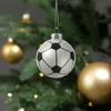 Weihnachtsbaumschmuck Fußball - Christbaumschmuck - Glas - D: 5,6cm - schwarz, weiß Produktbild-Vorschau