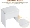 A white upholstered stool with a close-up inset showing the texture of the seat. Voir les images du produit
