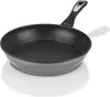 A close-up studio shot of a black frying pan with a speckled interior and a black handle with a silver accent. Produktbild-Vorschau