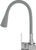 A close-up studio shot of a gray flexible kitchen faucet mounted on a wall. Produktbild-Vorschau