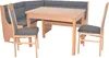 A dining set consisting of a corner bench, a table, and two chairs, presented on a white background. Produktbild-Vorschau