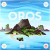 The image shows the box art for the board game Oros, featuring a stylized illustration of islands and mountains in the ocean. Produktbild-Vorschau
