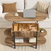 FABATO Couchtisch oval, höhenverstellbar mit verstecktem Produktbild-Vorschau 6