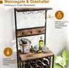 Stojak na wino z uchwytem na butelki i kieliszki, metalowy Podgląd zdjęcia produktu 3
