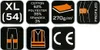 A collage of icons representing product features and specifications. Produktbild-Vorschau