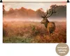 MuchoWow® Wandteppich Wandbehang Hirsche - Nebel - Herbst Produktbild-Vorschau 1