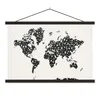 MuchoWow® Textilposter Weltkarte - Zahlen - Weiß 120x80 cm Produktbild-Vorschau 1