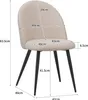 A beige upholstered chair with black legs, showing various dimensions and measurements. Náhľad obrázku produktu