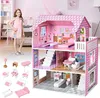 ACXIN Rosa Puppenhaus Holz Große Puppenvilla Mädchen Produktbild-Vorschau 1