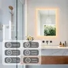 A bathroom mirror with integrated LED lighting is shown, with feature callouts. Náhľad obrázku produktu