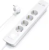 A white power strip with four outlets and a plug is shown on a white background. Náhled obrázku produktu