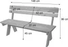 A diagram showing the dimensions of a wooden park bench. Produktbild-Vorschau
