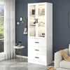 OKWISH Vitrine avec Éclairage LED et 3 Tiroirs - Armoire Voir les images du produit 1