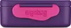 A close-up, front-facing view of a purple lunchbox with a pink clasp. The brand name 'ergobag' is embossed on the clasp. Podgląd zdjęcia produktu
