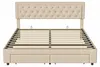 Cadre de lit ProximaX en velours beige 160 x 200 cm avec Voir les images du produit 12